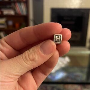 Silver H Pandora charm